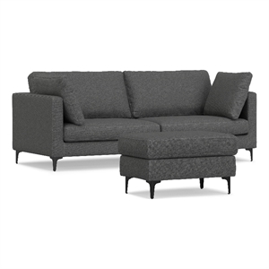 ava 90-inch sofa and ottoman set in tightly woven performance fabric
