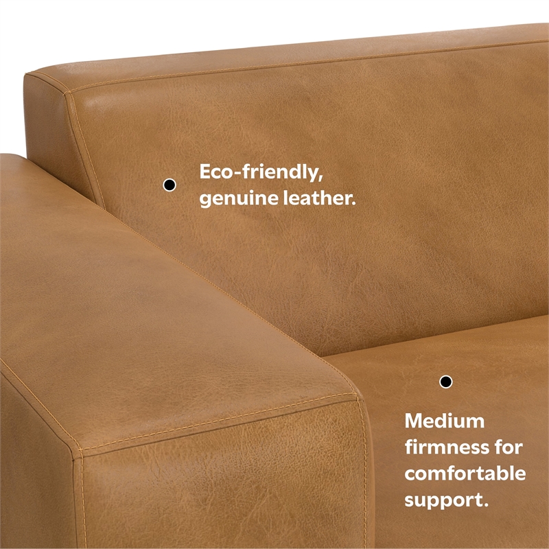 Simpli Home Rex Left-Arm Sofa Module in Genuine Leather
