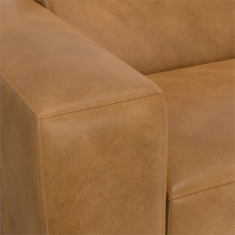 Simpli Home Rex Left-Arm Sofa Module in Genuine Leather