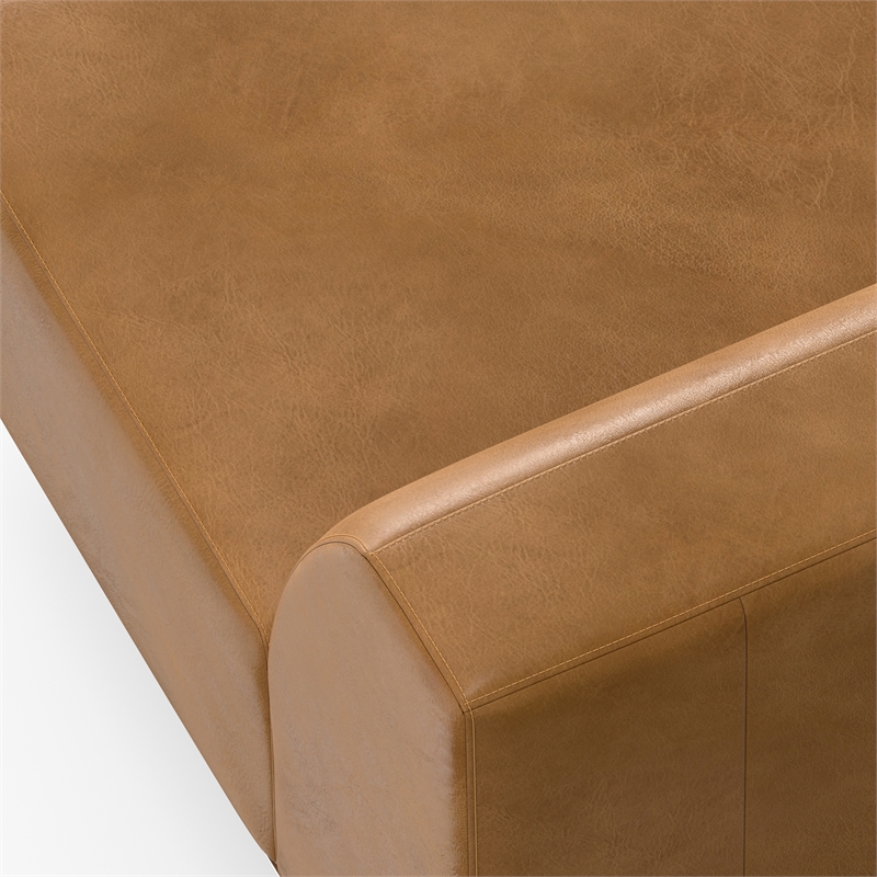 Simpli Home Rex Left-Arm Sofa Module in Genuine Leather