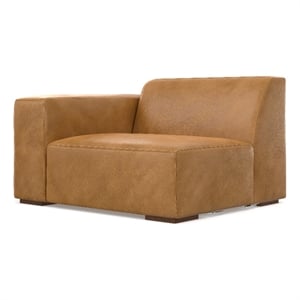 Simpli Home Rex Left-Arm Sofa Module in Genuine Leather