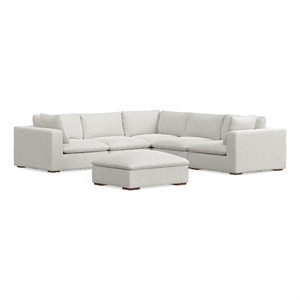 jasmine corner sectional modular sofa & ottoman set in velvety chenille fabric