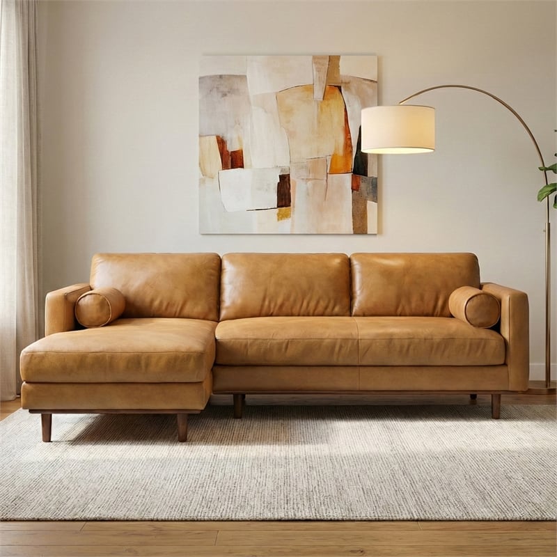Morrison Left Sectional 102 inch Wide Sofa Sectional in Sienna Genuine Leather