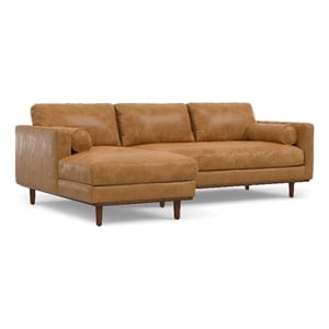 morrison mid century left sectional 102inch wide sofa in sienna genuine leather