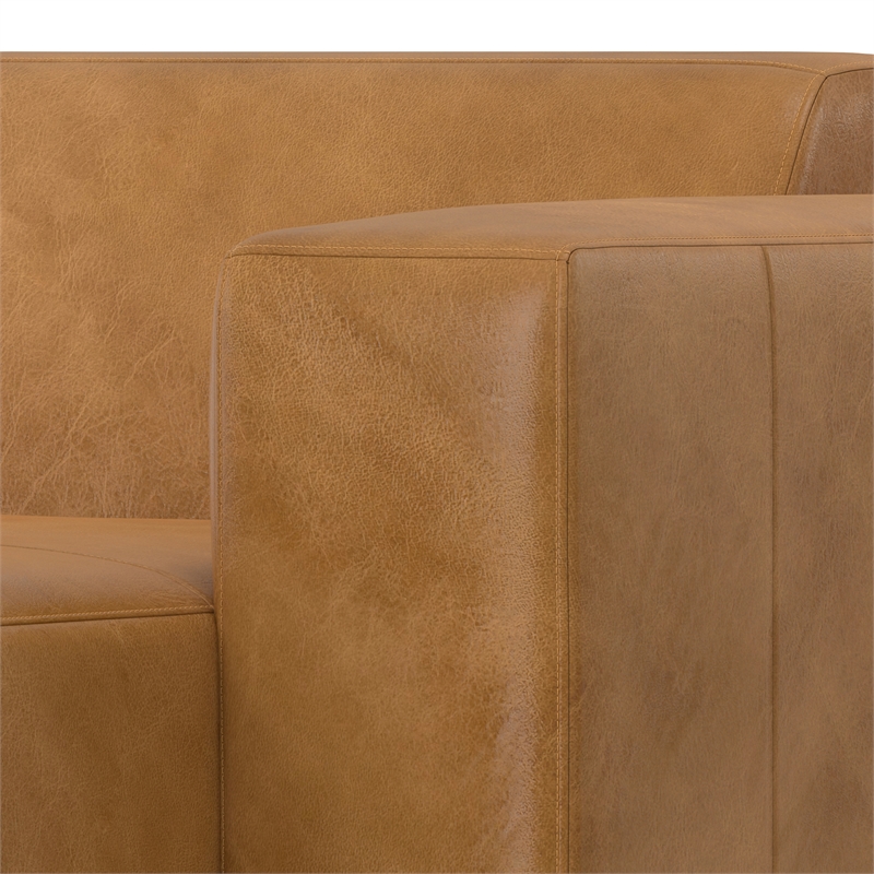 Simpli Home Rex Right Chaise Sofa Module in Genuine Leather
