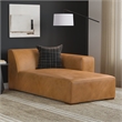 Simpli Home Rex Right Chaise Sofa Module in Genuine Leather