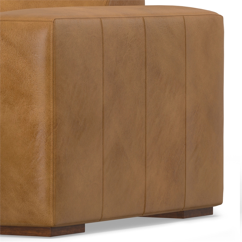 Simpli Home Rex Right Chaise Sofa Module in Genuine Leather