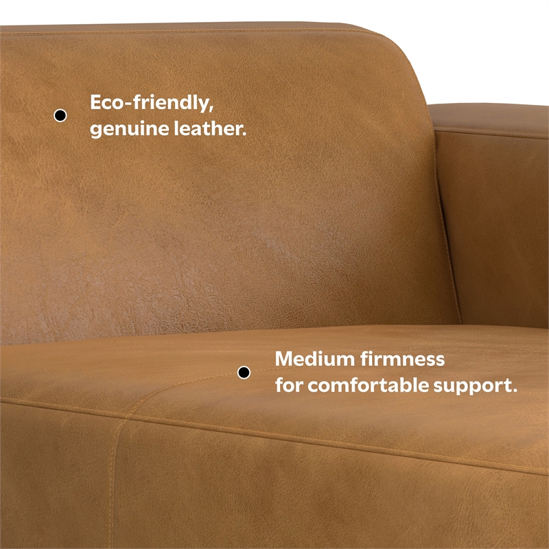 Simpli Home Rex Right Chaise Sofa Module in Genuine Leather