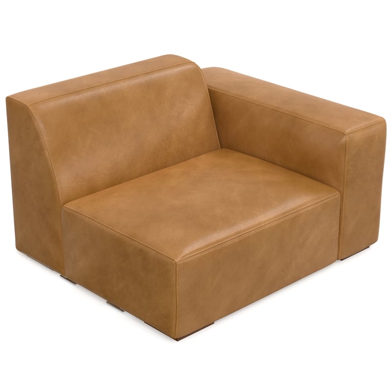 Simpli Home Rex Right-Arm Sofa Module in Genuine Leather
