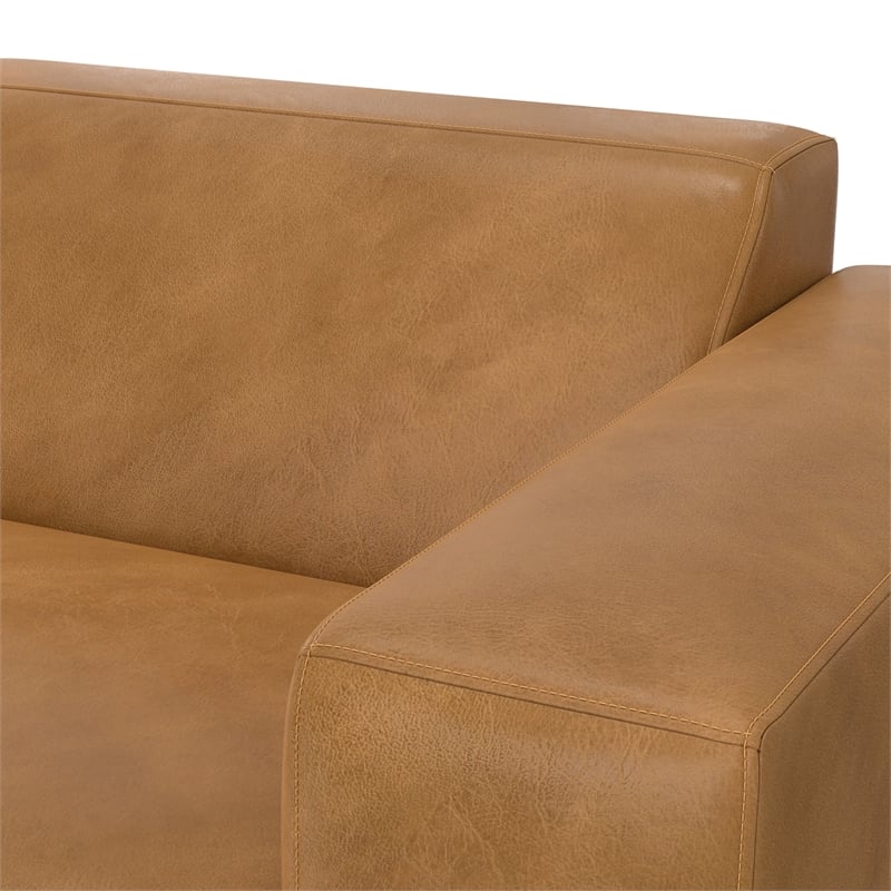 Simpli Home Rex Right-Arm Sofa Module in Genuine Leather