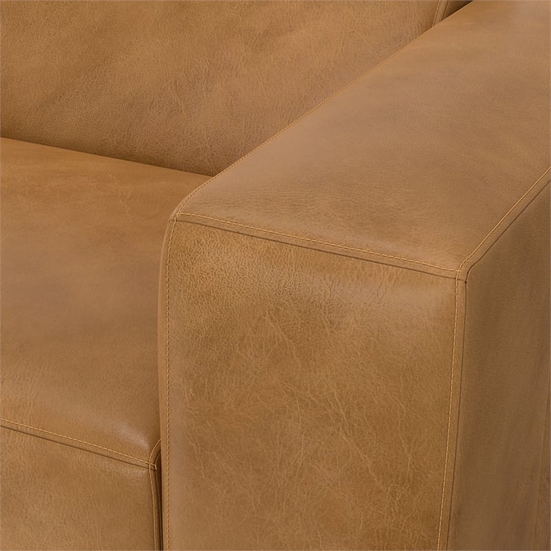 Simpli Home Rex Right-Arm Sofa Module in Genuine Leather