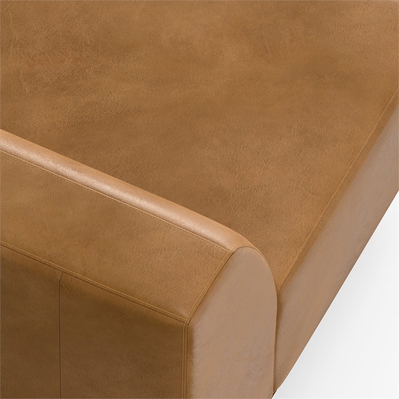 Simpli Home Rex Right-Arm Sofa Module in Genuine Leather