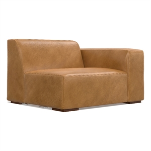 Simpli Home Rex Right-Arm Sofa Module in Genuine Leather