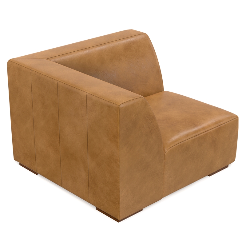 Simpli Home Rex Corner Sofa Module in Genuine Leather
