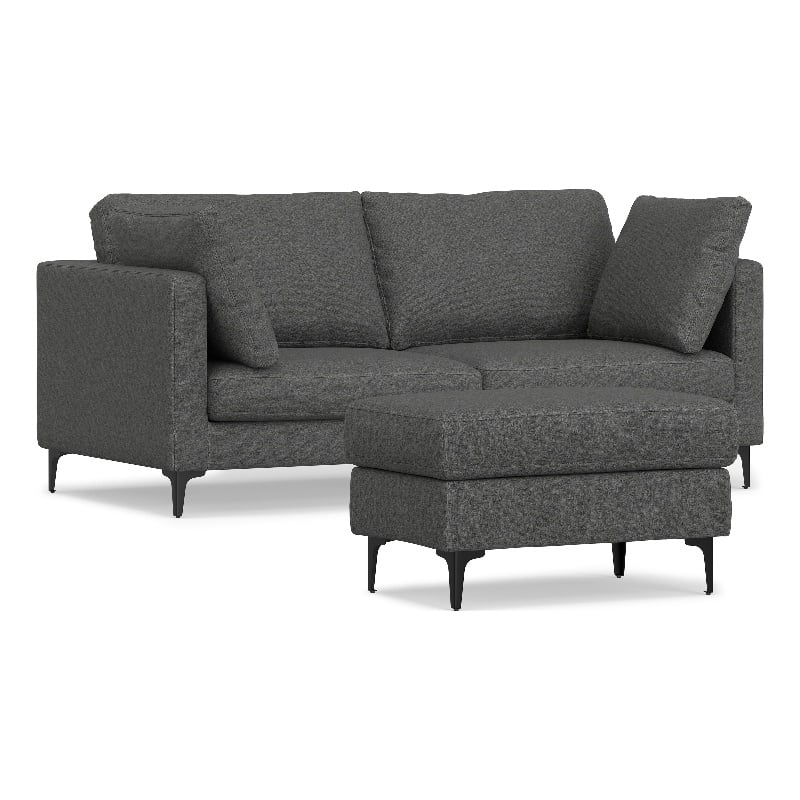 Ava 76-inch Sofa and Ottoman Set in Tightly Woven Performance Fabric