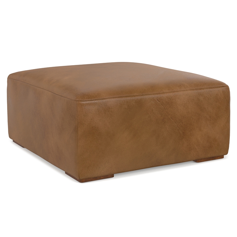 Rex Ottoman in Brown Genuine Leather