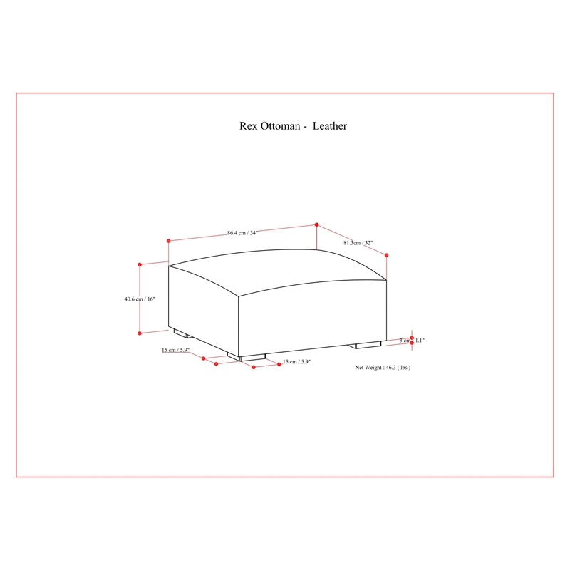 Rex Ottoman in Brown Genuine Leather