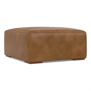 rex ottoman in brown genuine leather