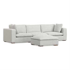 jasmine 3seater modular sofa &ottoman set in velvet chenille performance fabric