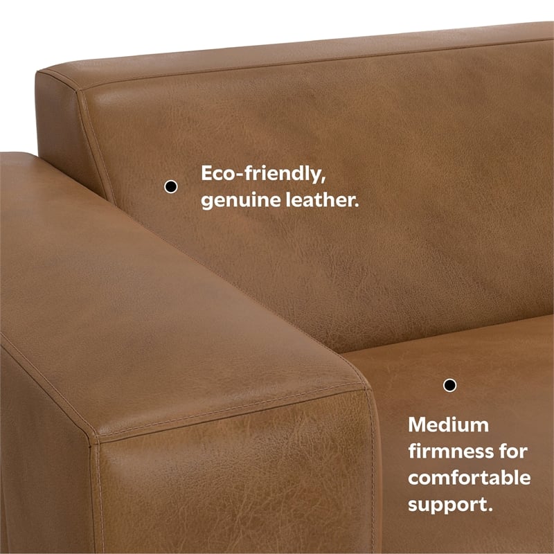 Simpli Home Rex Left-Arm Sofa Module in Genuine Leather