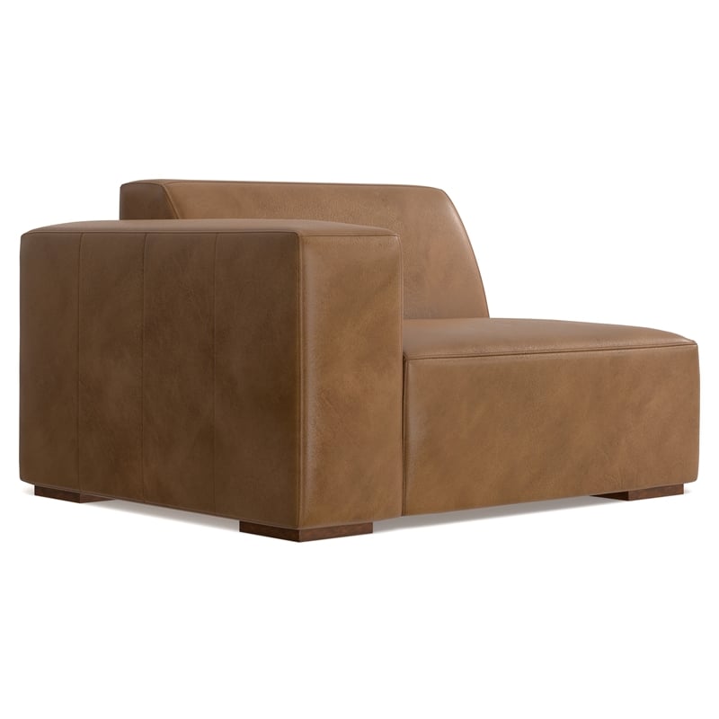 Simpli Home Rex Left-Arm Sofa Module in Genuine Leather