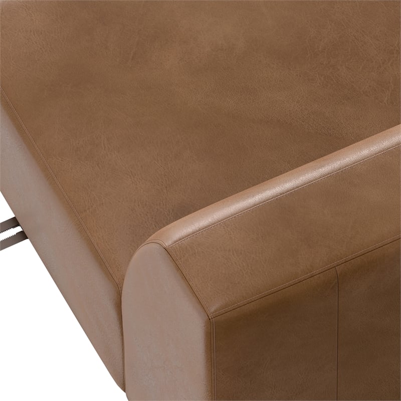 Simpli Home Rex Left-Arm Sofa Module in Genuine Leather
