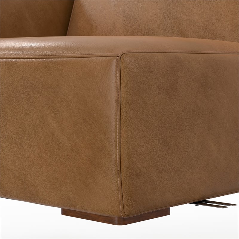Simpli Home Rex Left-Arm Sofa Module in Genuine Leather