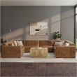 Simpli Home Rex U-Shaped Modular Sectional Sofa in Genuine Leather