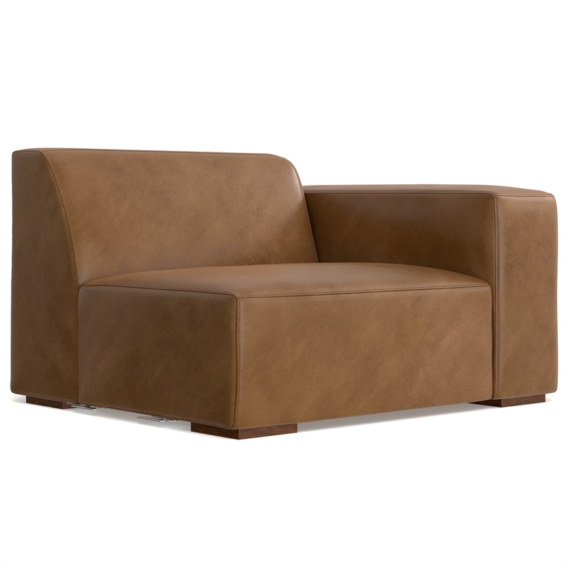 Simpli Home Rex U-Shaped Modular Sectional Sofa in Genuine Leather