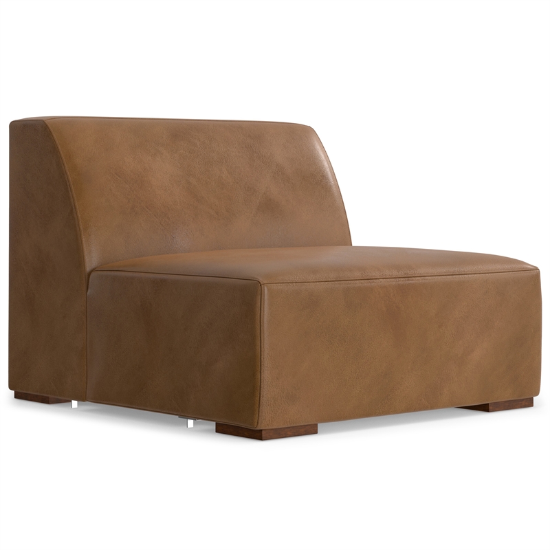 Simpli Home Rex U-Shaped Modular Sectional Sofa in Genuine Leather