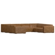 Simpli Home Rex U-Shaped Modular Sectional Sofa in Genuine Leather