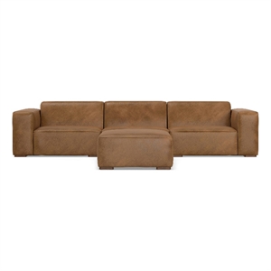 Rex 3-Seater Modular Sofa and Ottoman Set in Genuine Leather