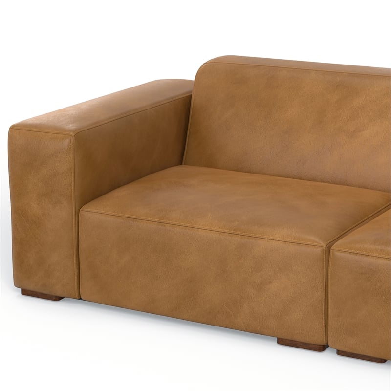 Rex 2-Seater Modular Sofa and Ottoman Set in Genuine Leather