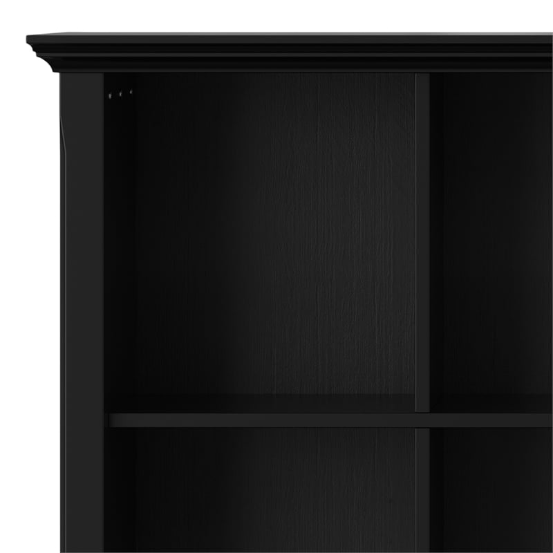 Acadian SOLID WOOD 57 inch Wide Transitional 8 Cube Storage Sofa Table in Black