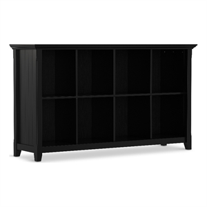 Acadian SOLID WOOD 57 inch Wide Transitional 8 Cube Storage Sofa Table in Black