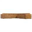 Simpli Home Rex Corner Sectional Modular Sofa in Genuine Leather