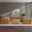 Simpli Home Rex U-Shaped Modular Sectional Sofa in Genuine Leather