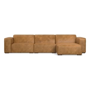 Rex Right-Facing Modular Sectional Sofa in Genuine Leather