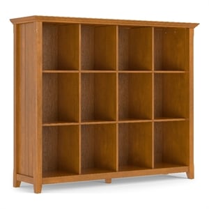 Acadian SOLID WOOD 48 57 &quot Transitional 12 Cube Storage in Light Golden Brown