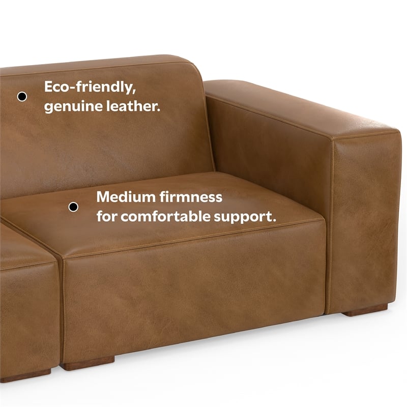 Rex Left Corner Sectional Modular Sofa with Ottoman in Genuine Leather