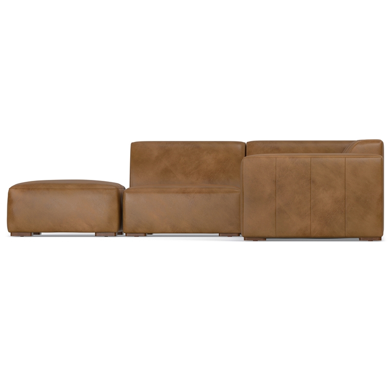 Rex Left Corner Sectional Modular Sofa with Ottoman in Genuine Leather