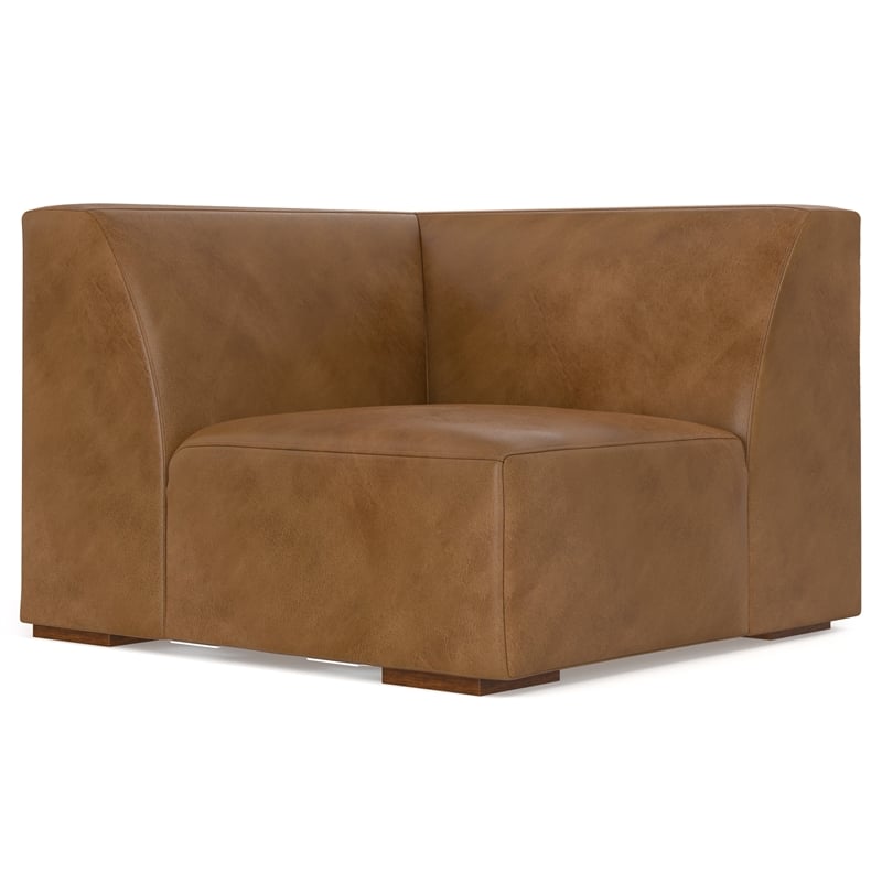 Rex Left Corner Sectional Modular Sofa with Ottoman in Genuine Leather