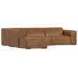 Rex Left Corner Sectional Modular Sofa with Ottoman in Genuine Leather