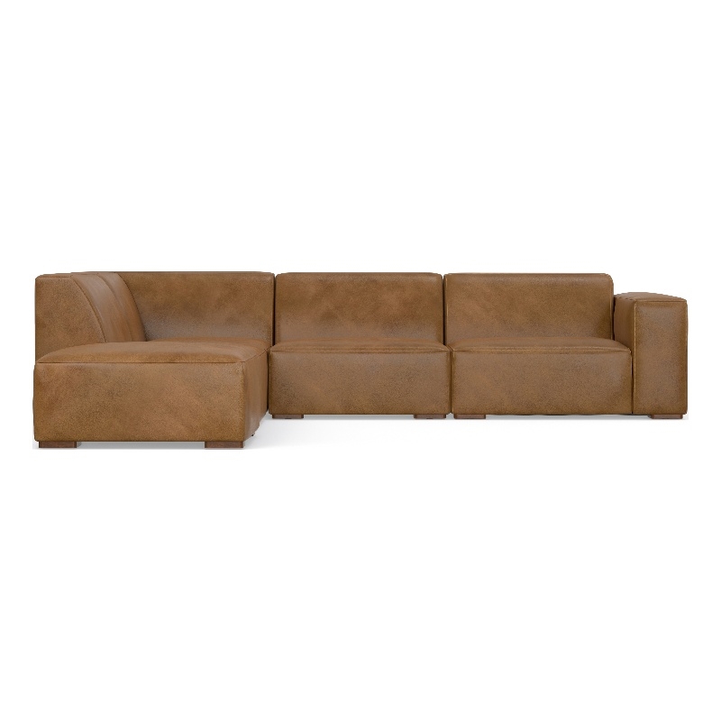Rex Left Corner Sectional Modular Sofa with Ottoman in Genuine Leather