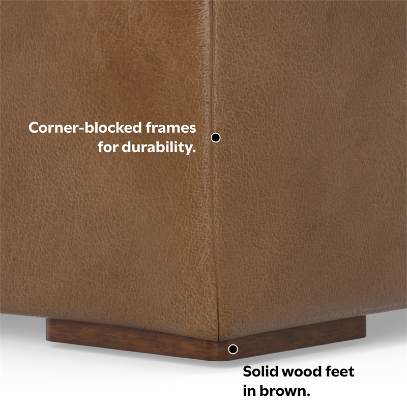 Rex Right Corner Sectional Modular Sofa with Ottoman in Genuine Leather