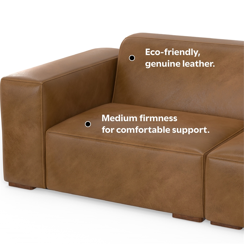 Rex Right Corner Sectional Modular Sofa with Ottoman in Genuine Leather