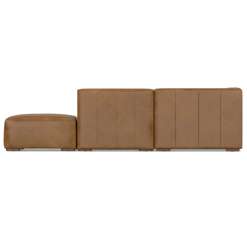Rex Right Corner Sectional Modular Sofa with Ottoman in Genuine Leather