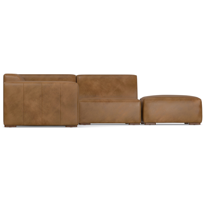Rex Right Corner Sectional Modular Sofa with Ottoman in Genuine Leather