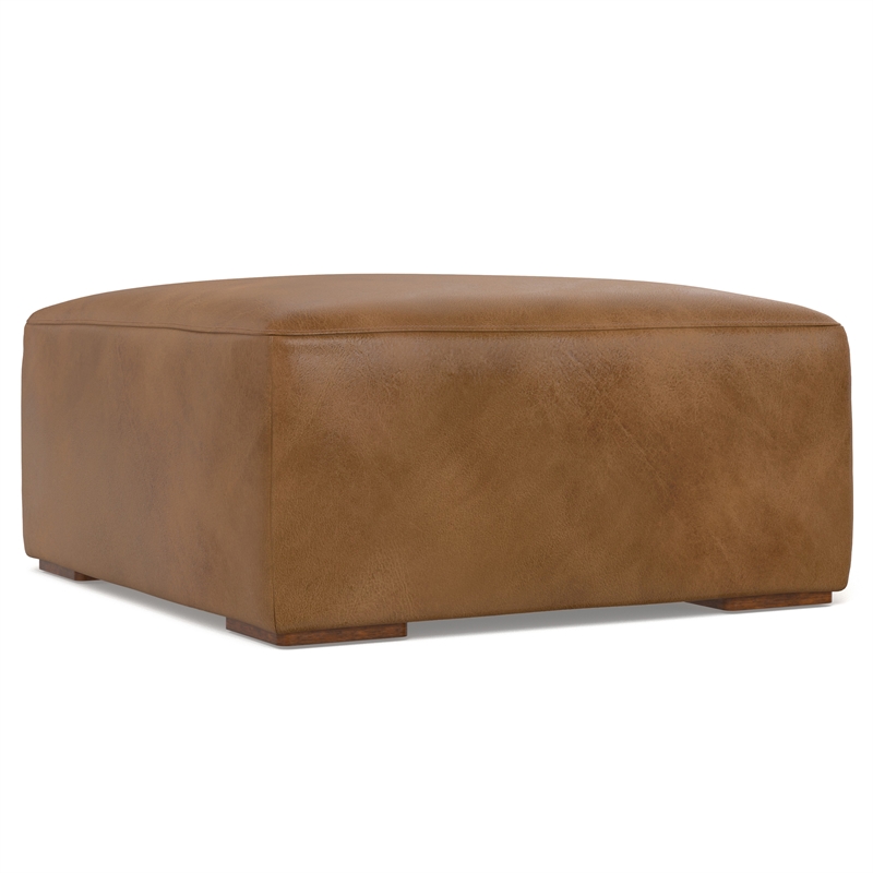 Rex Right Corner Sectional Modular Sofa with Ottoman in Genuine Leather