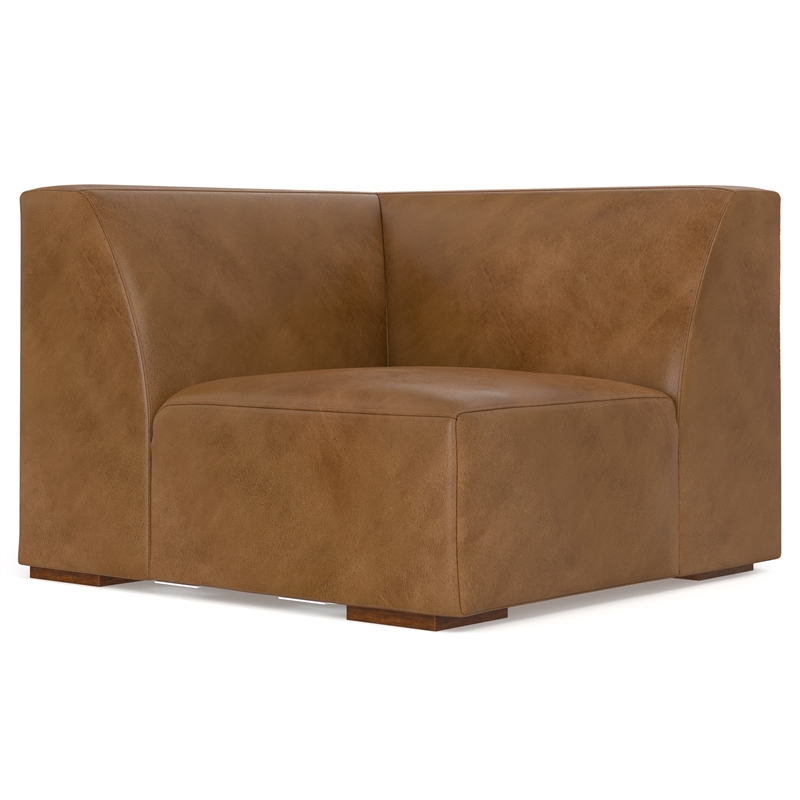 Rex Right Corner Sectional Modular Sofa with Ottoman in Genuine Leather